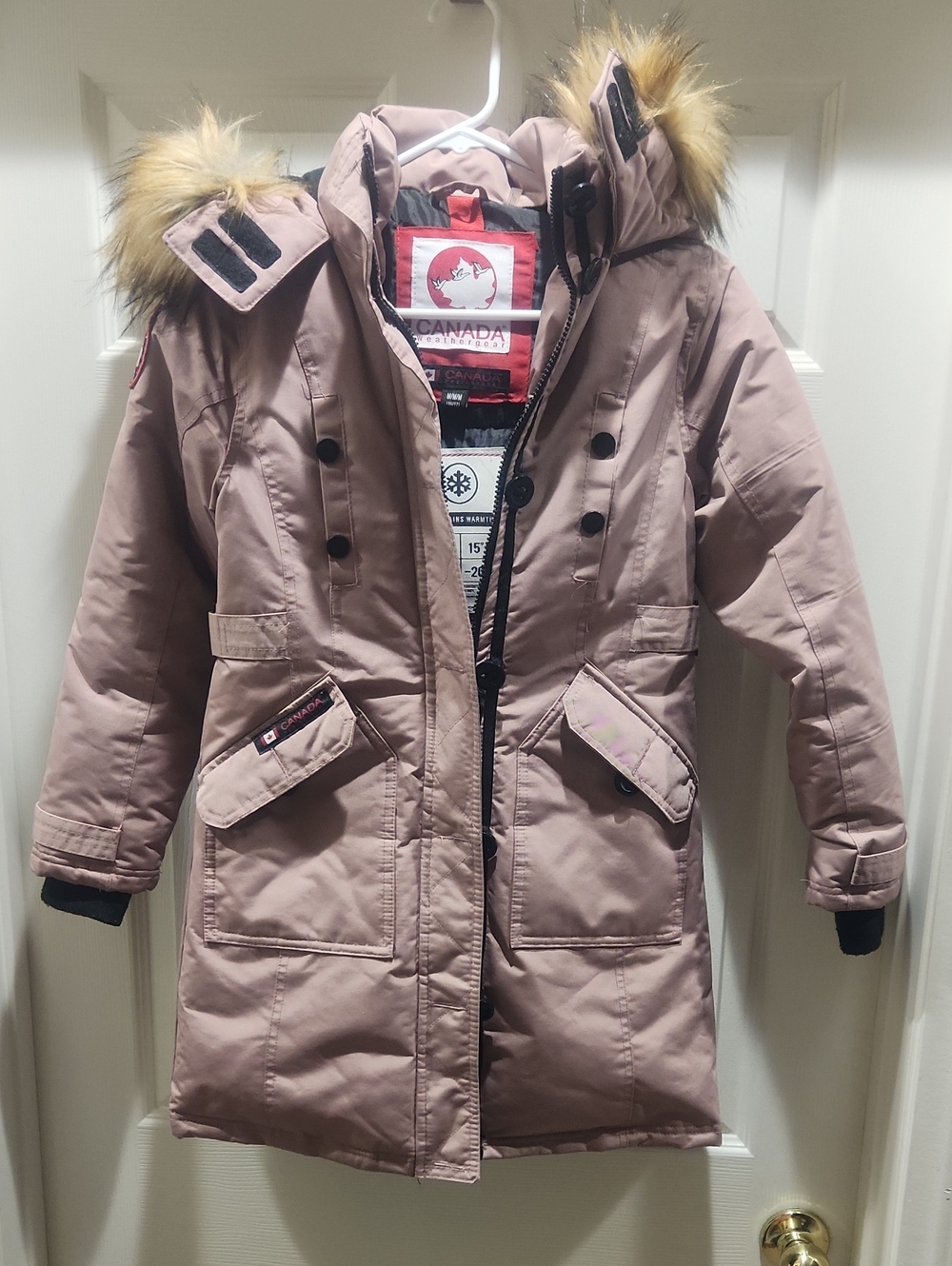Girls Canada Weather Gear Pink Parka Jacket with Fur-Trim Hood